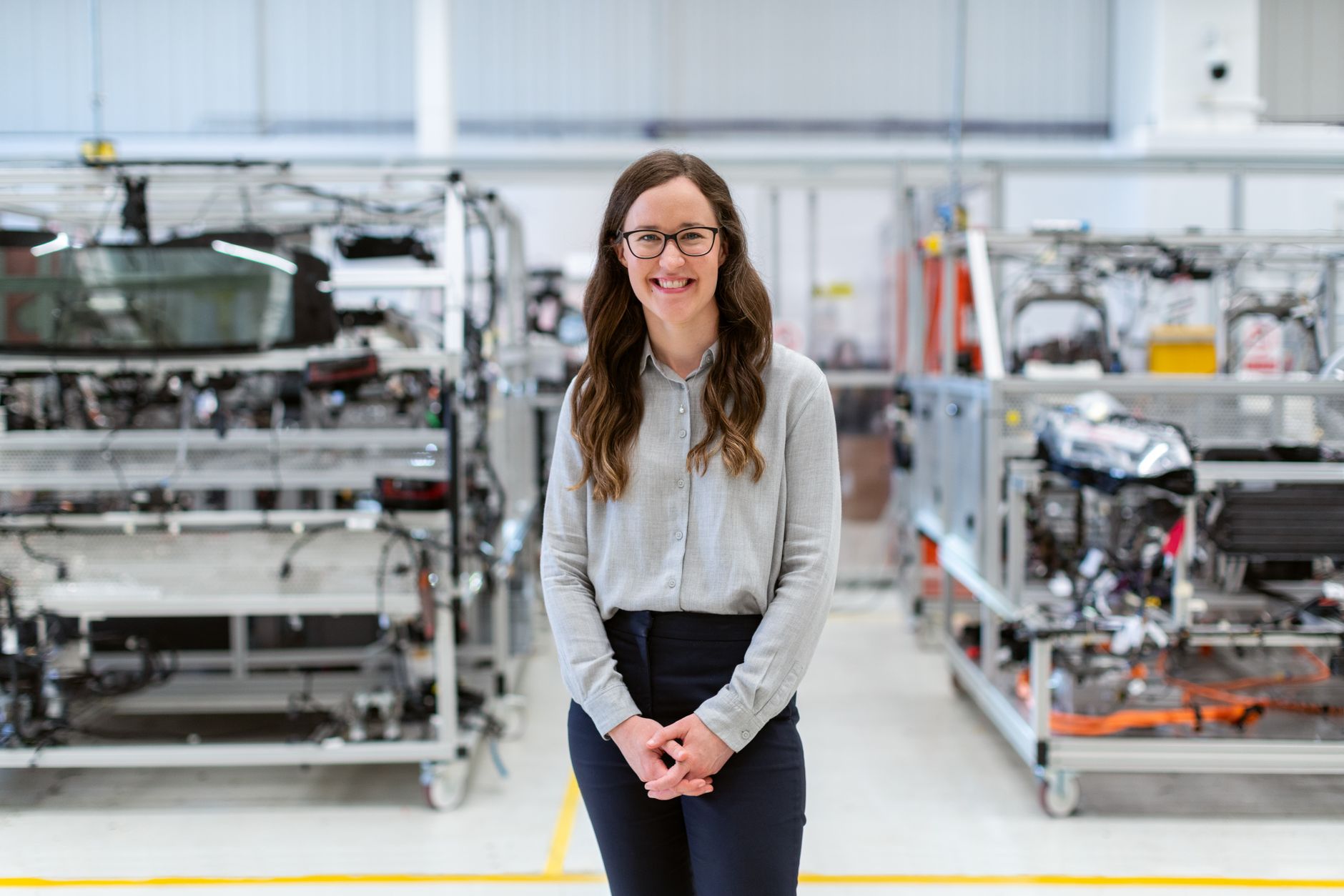 Engineer in a modern industrial research facility